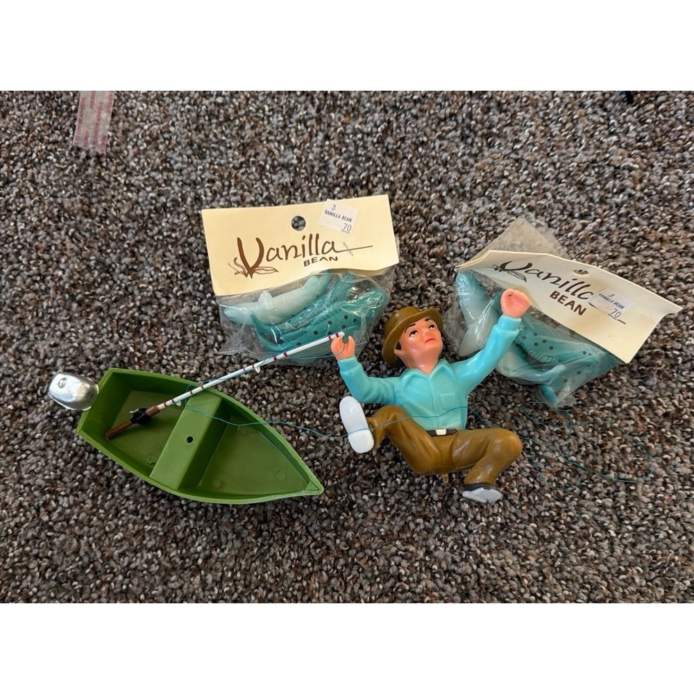 Vintage 1978 Wilton Cake Topper # 2113-2384 Frustrated Fisherman Boat Pole